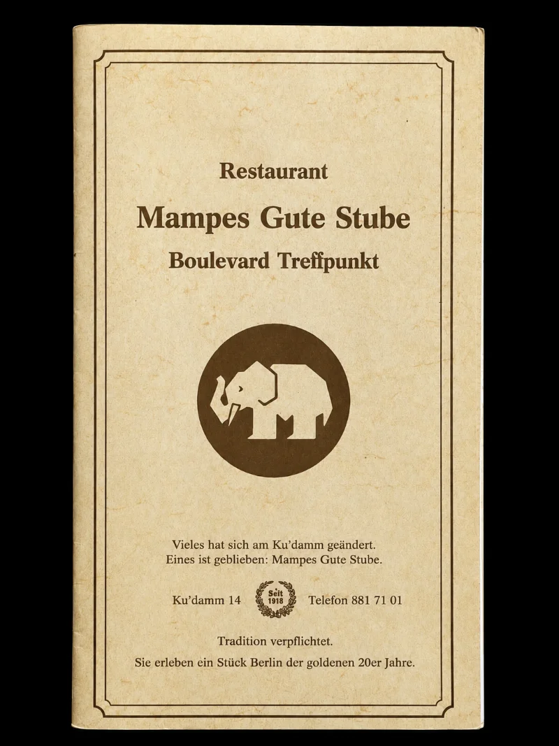 Speisekarte der Mampes Guten Stube, 1970er Jahre — Bild 1
